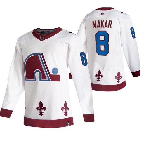 Men Colorado Avalanche #8 Makar White NHL 2021 Reverse Retro jersey->winnipeg jets->NHL Jersey